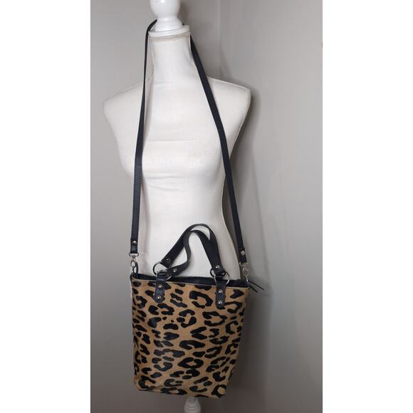Maurizio Taiuti calf hair leopard leather convertible crossbody Italy - Picture 4 of 12